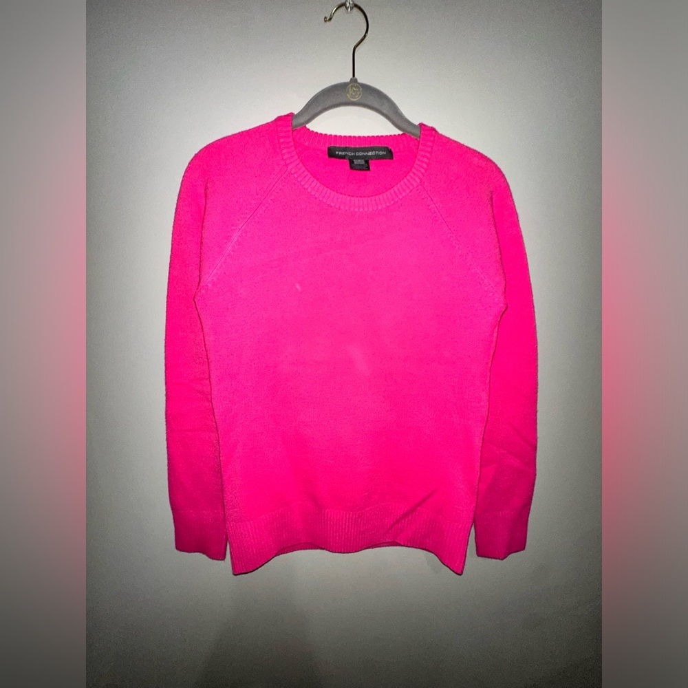 French Connection crewneck pullover sweater • electric pink • Size S